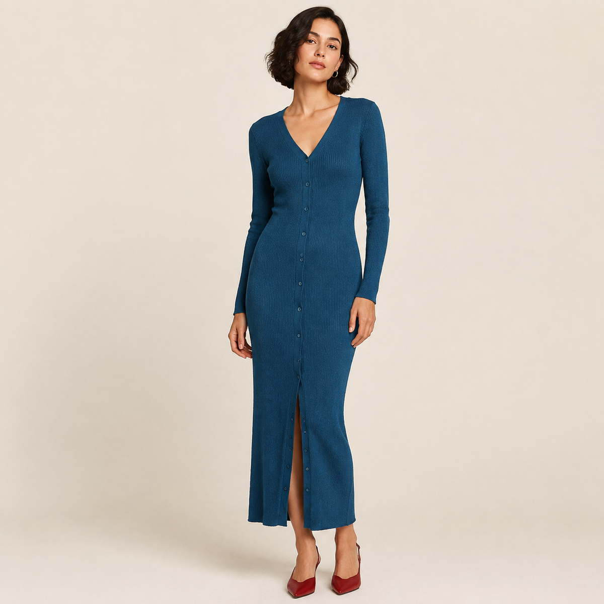 Éliane – robe maille Blue – studio