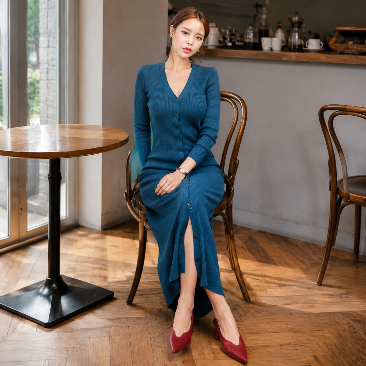 Éliane – robe maille Blue – café