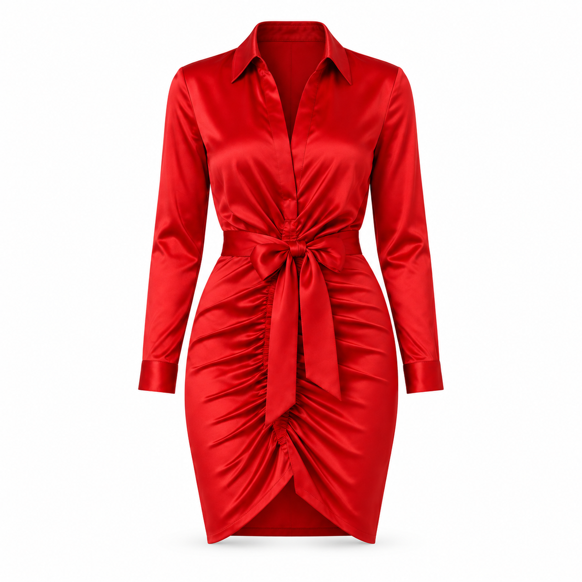 Chemise Satinée vue de face effet ghost mannequin