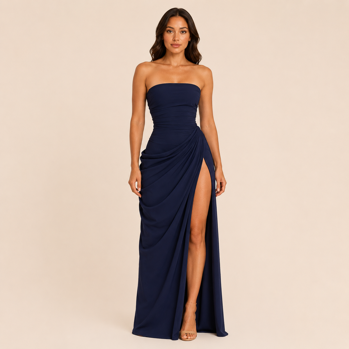 Élise Lumière – robe longue bustier bleu