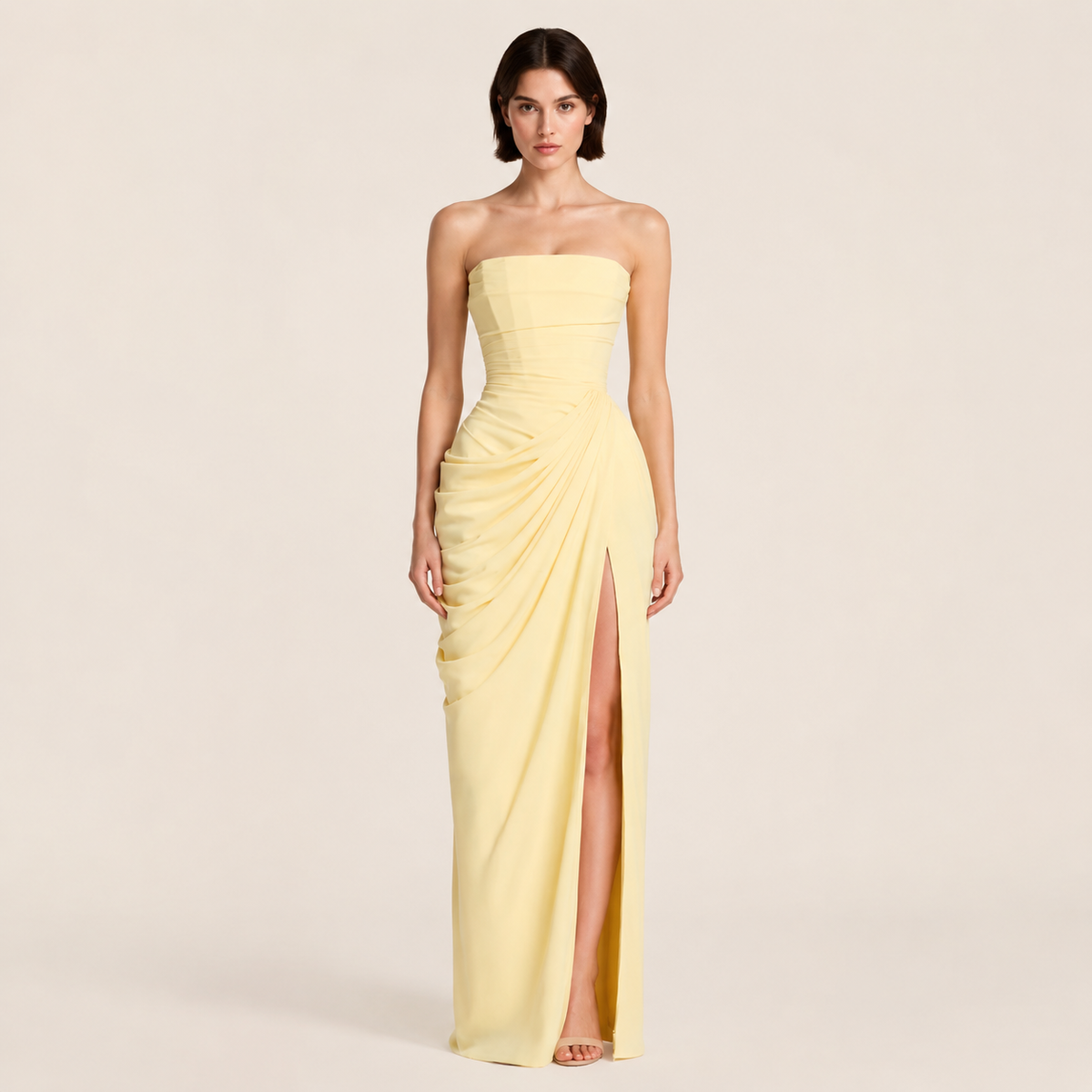 Élise Lumière – robe longue bustier jaune
